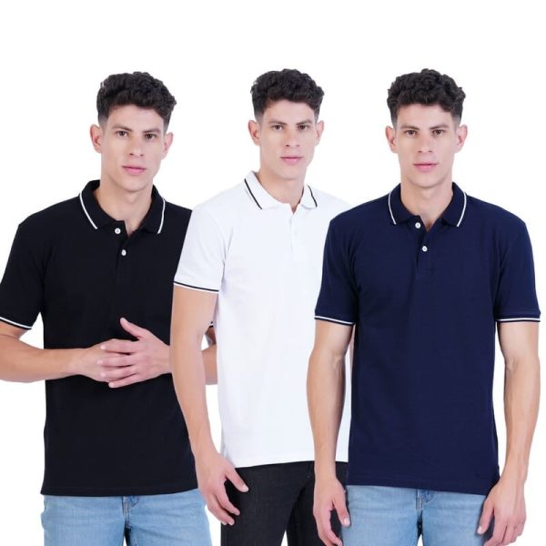 Wemyc Men's Cotton Rich Solid Polo T-Shirt Regular Fit Combo - Image 1