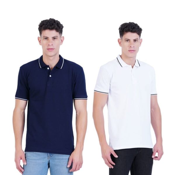 Wemyc Men's Cotton Rich Solid Polo T-Shirt Regular Fit- Pack of 2 - Image 1